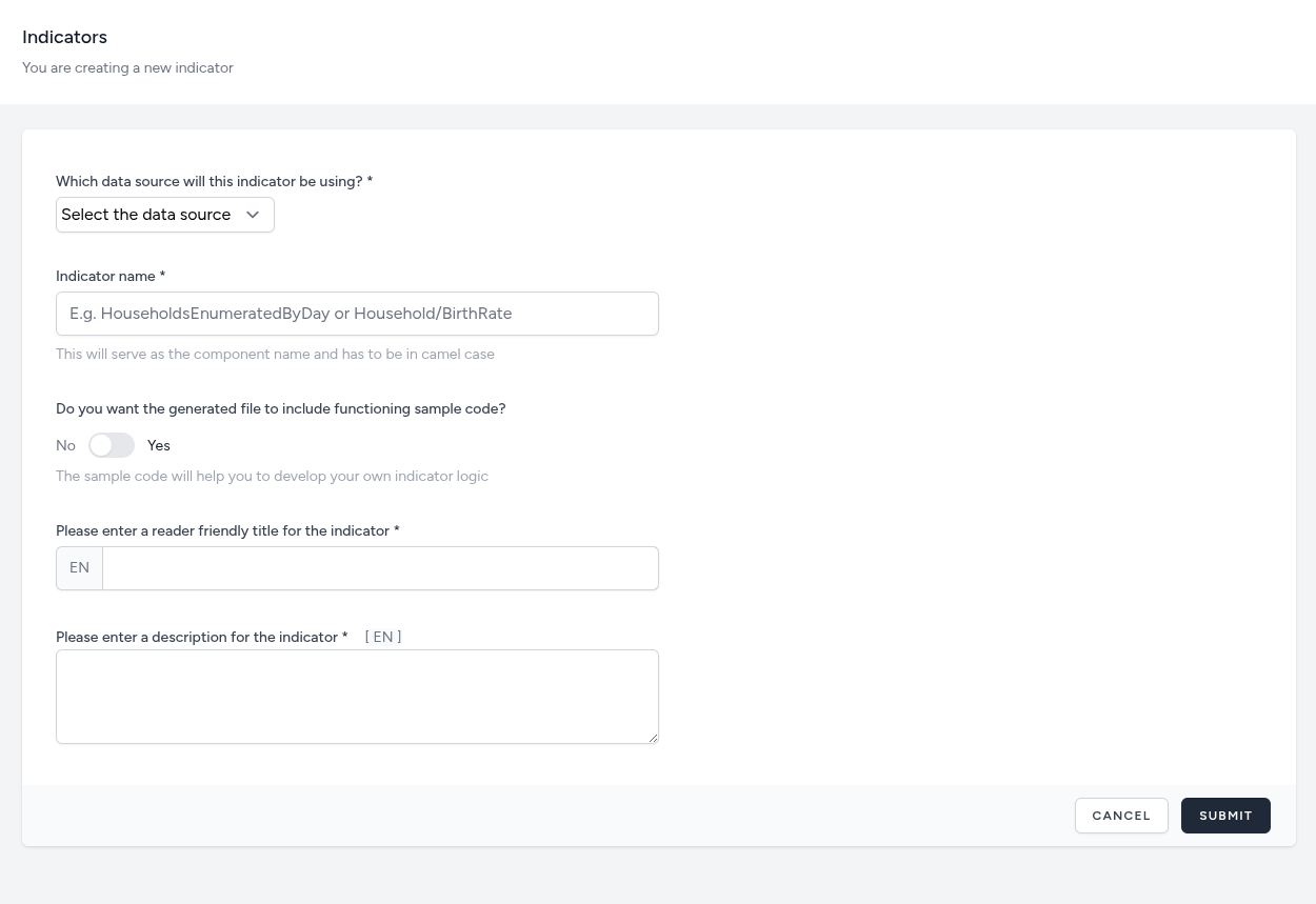 Indicator create form
