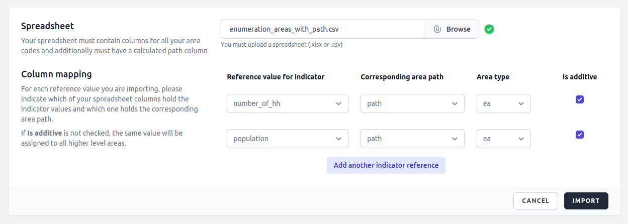 Importing reference values from CSV file