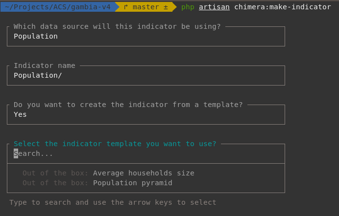 Make indicator command example