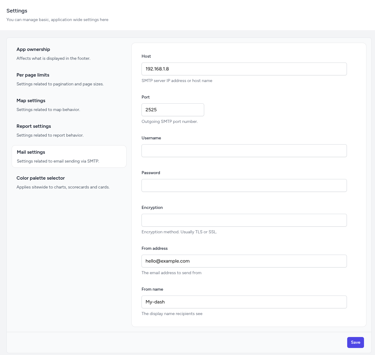 Mail settings
